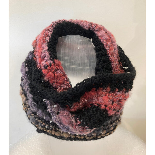 Black, Purple and Pink Textured Cowl