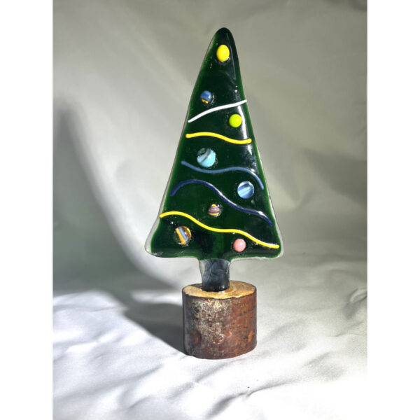 Glass Green Tree with Decorations