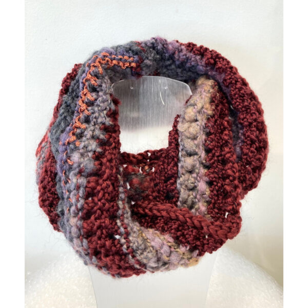 Red and Grey Textured Cowl