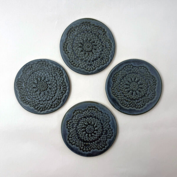 Bluestone Flower Coasters, Set of 4