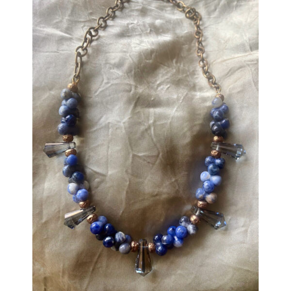 Denim and Crystal Necklace