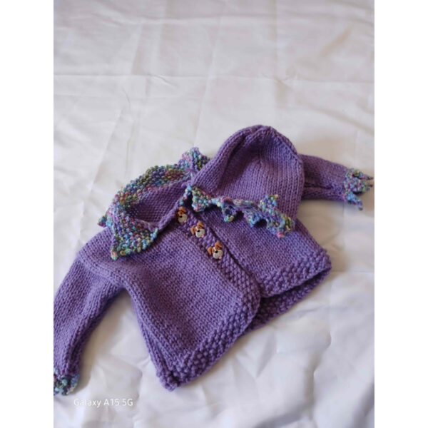 Purple Flowers Sweater & Hat Set