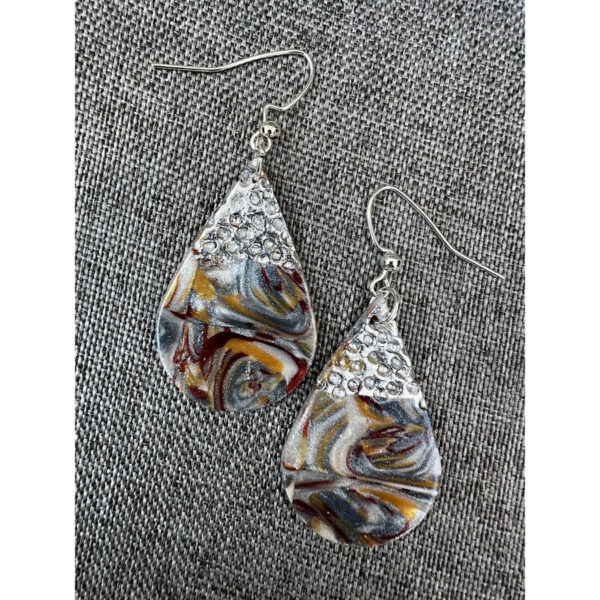 Silver Topped Marble Drop Earrings