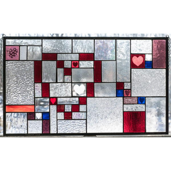 Pixelated Love Stained Glass Panel