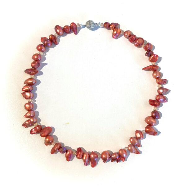 Raspberry Baroque Pearl Necklace