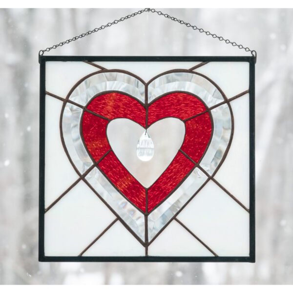 Two Hearts Stained Glass Panel