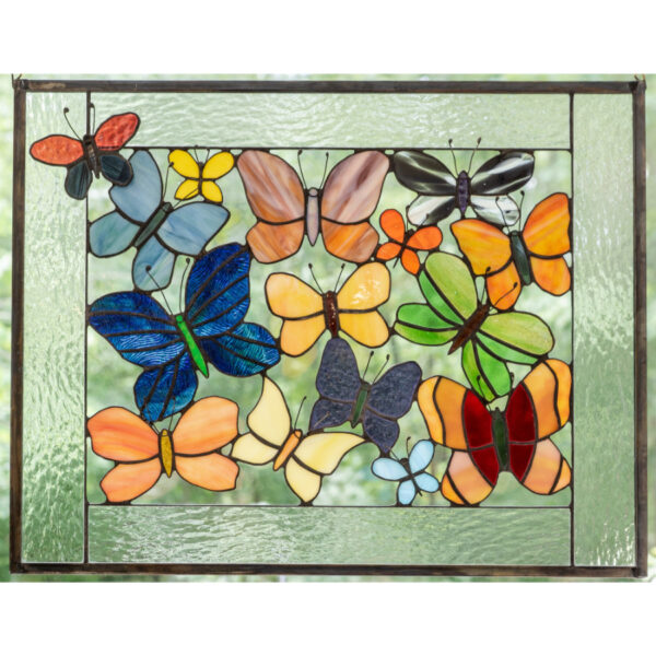 Butterfly Flutter By Stained Glass Panel