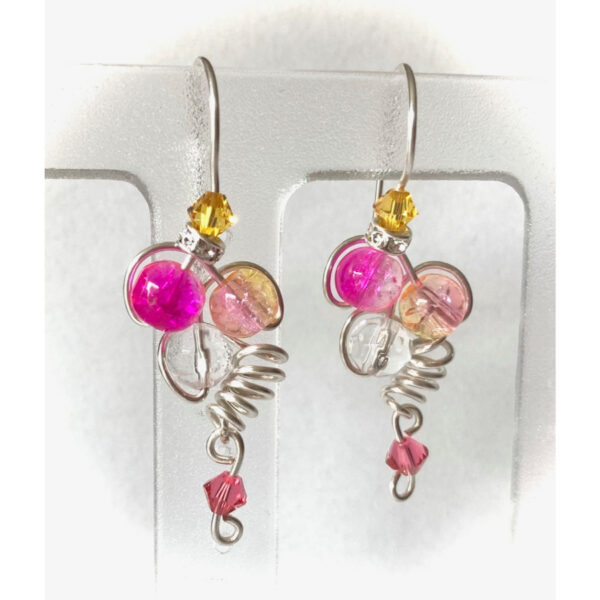 Fuscia Fancy Glass Earrings