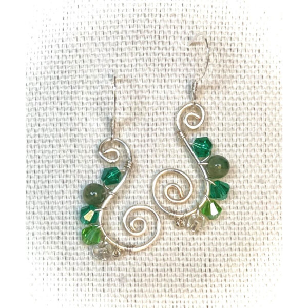 Green Crystal Swirl Earrings