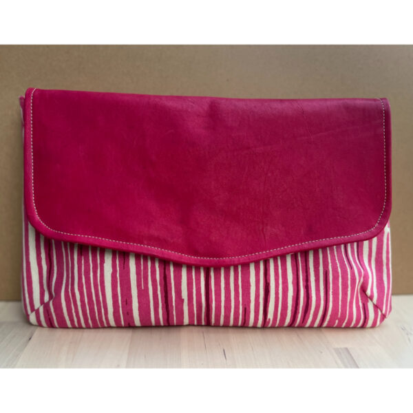 Magenta Leather Flap Clutch Purse