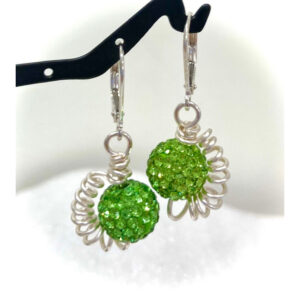Pave Peridot Crescent Earrings