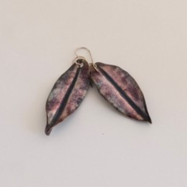 Blue Purple Folded Leaf Earrings