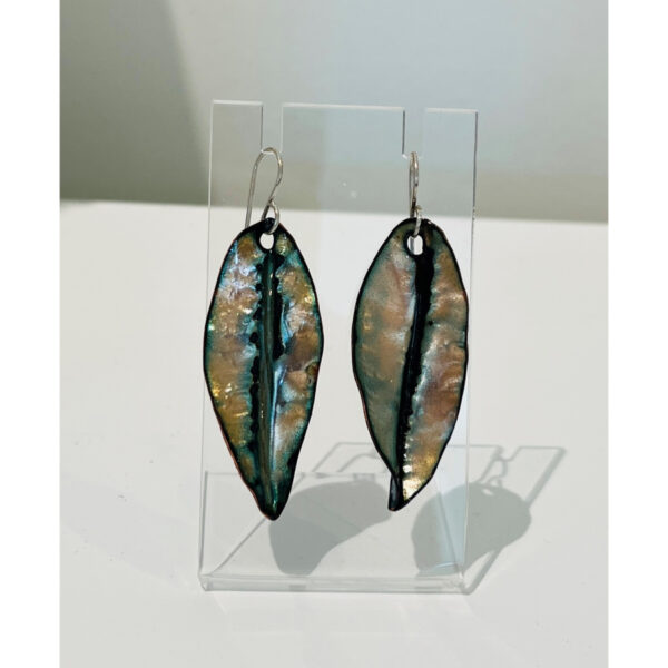Clear Green Folded Leaf Earrings