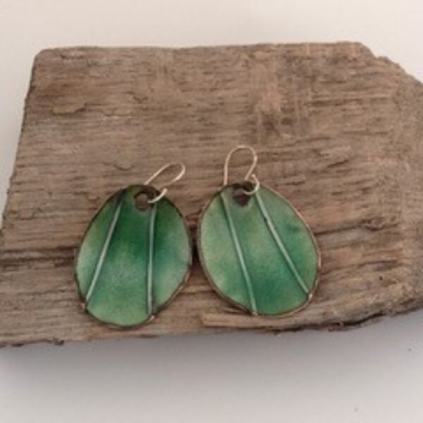 Spring Green Enamel Earrings