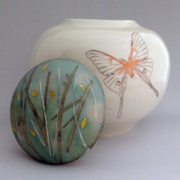 Woodland Luna Moth Lidded Vessel