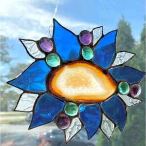 Geode Flower Stained Glass Panel