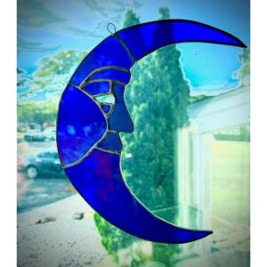 Man in the Moon Stained Glass Panel