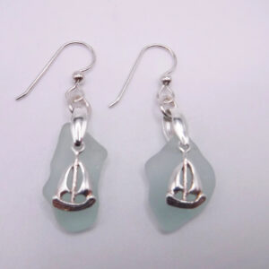Sailaway Green Sea Glass Earring