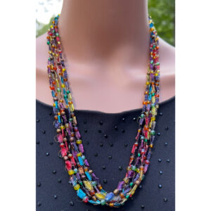 Southwest Glitter Ribbon Necklace