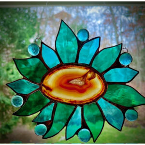 Geode Flower Green and Turquoise Suncatcher