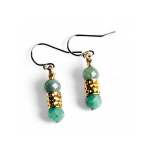Golden Green Emerald Earring