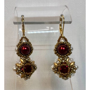 Red Pearl & Crystal Earrings