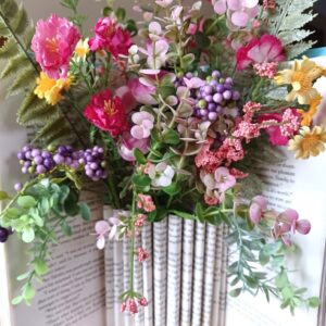 Book Vase with Flowers Book Art