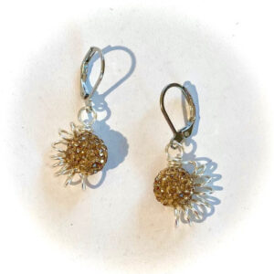 Golden Pave Crescent Earrings