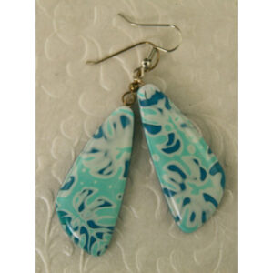 Aqua Monstera Earrings