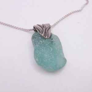 Aqua Sea Glass Pendant