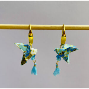 Blue Peace Dove Origami Earrings
