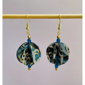 Blue Wave Bauble Origami Earrings