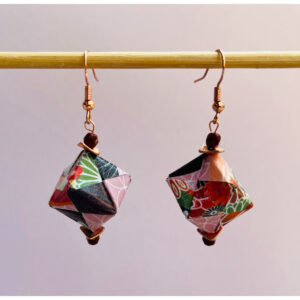 Copper Cube Origami Earrings