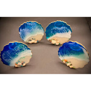 Luxe Ocean Coasters with Stand
