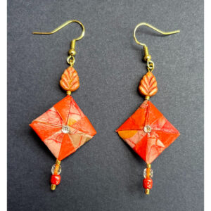 Peachy Pink Pinwheel Origami Earrings