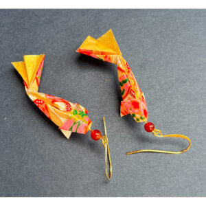 Pink & Gold Koi Fish Origami Earrings
