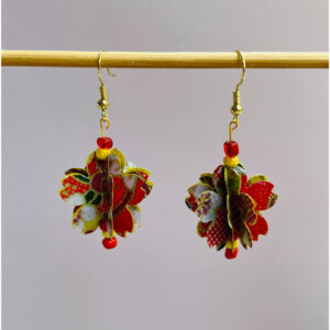 Red & Yellow Petals Origami Earrings