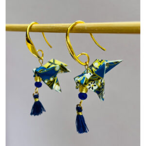 Royal Blue Peace Dove Origami Earrings