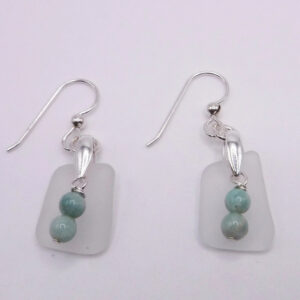 Sea Glass and Amazonite Beads Earrings