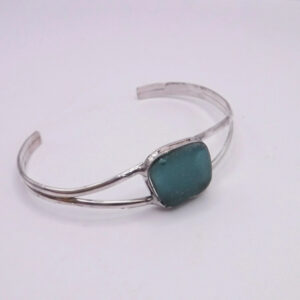 Teal Seaglass Cuff Bracelet