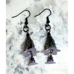 Lavender/ Black Flower Earrings