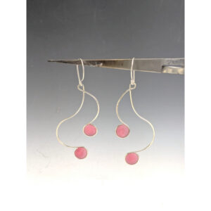 Pink 2 Circle Wavy Earrings