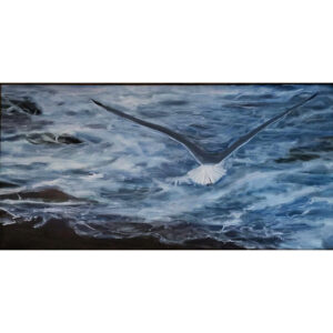 Seagull Over Churning Waters