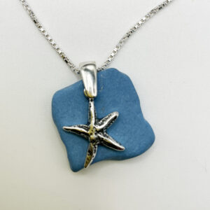 Wedgewood Blue Pottery Pendant with Starfish