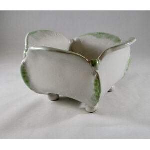 White and Green Bowl with Flared Edges