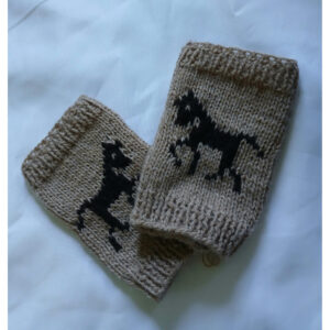 Brown Horse Fingerless Gloves