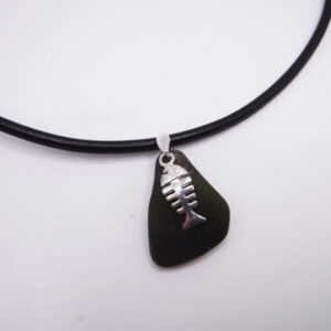 Black Bonefish Sea Glass Pendant