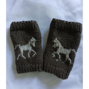 Beige Horse Fingerless Gloves