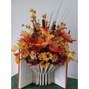 Book Vase with Fall Flowers Book Art