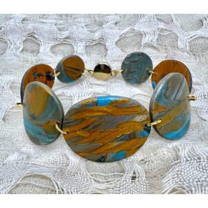 Linked In Blues & Golds Bracelet